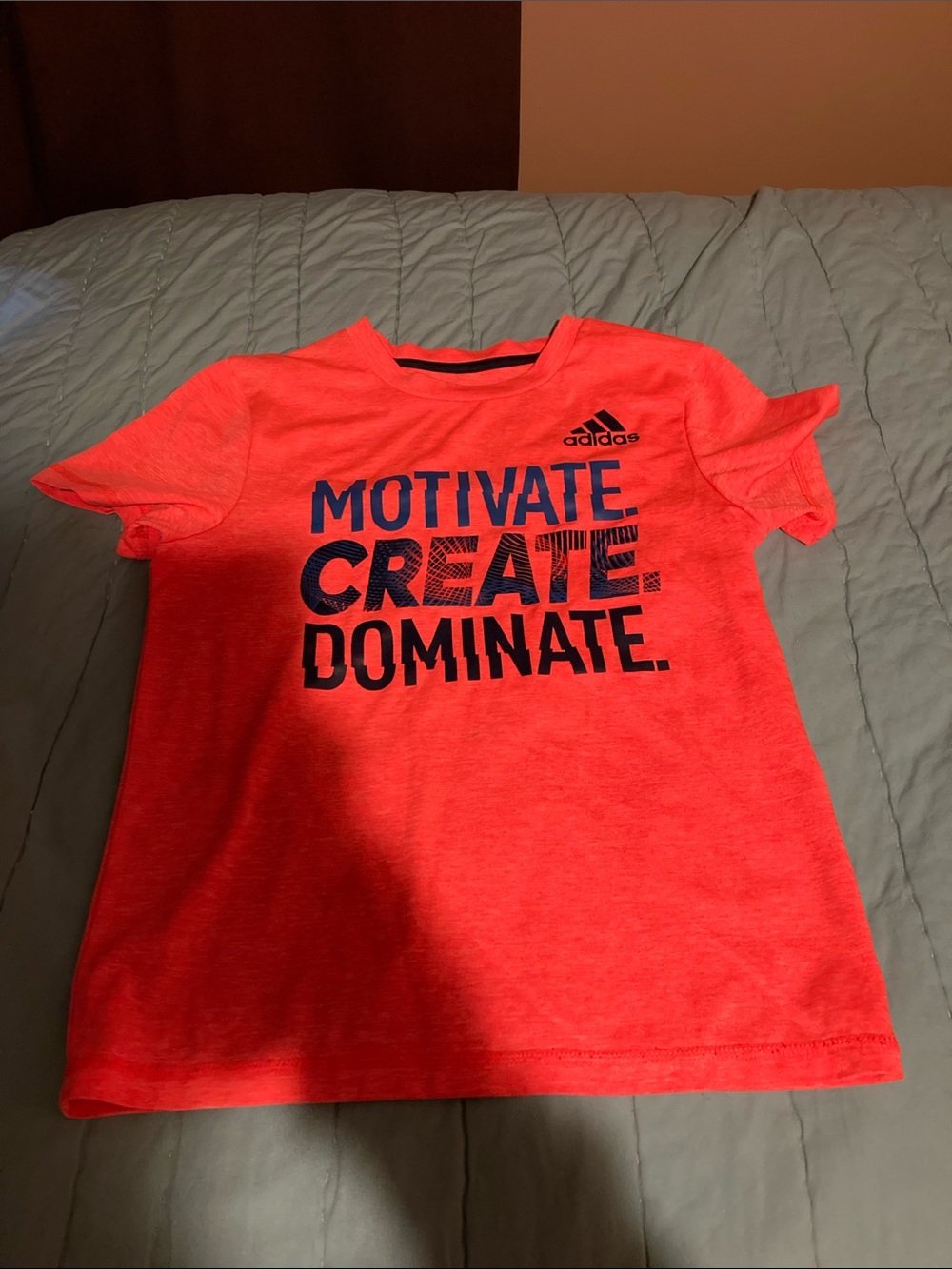 adidas Bright Neon Orange Motivational Graphic Tee in mint condition.